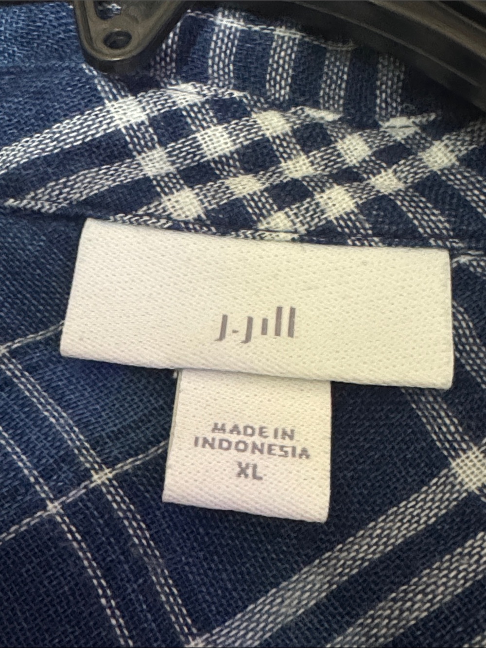 J JILL Ombré Plaid Button Down Shirt XL 25” p2p Blue EUC - Picture 3 of 10